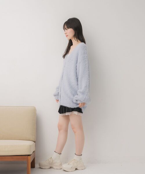 「ems excite」 ニットカーディガン FREE ピンク レディース_画像7