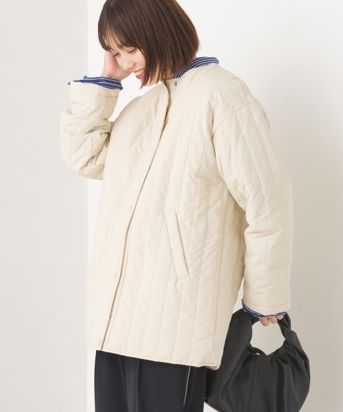 「OMNES」 ノーカラージャケット FREE アイボリー レディース_画像6