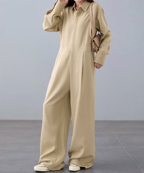 サロペット オーバーオール シャツデザインジャンプスーツ レディース