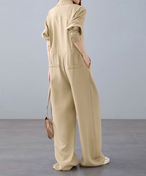 サロペット オーバーオール シャツデザインジャンプスーツ レディース