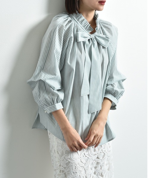 「INTERPLANET」 長袖ブラウス FREE ミント レディース_画像4