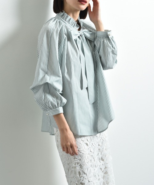 「INTERPLANET」 長袖ブラウス FREE ミント レディース_画像6