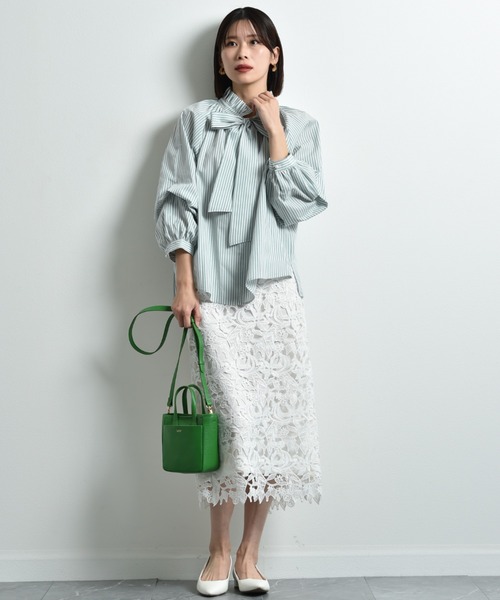 「INTERPLANET」 長袖ブラウス FREE ミント レディース_画像8