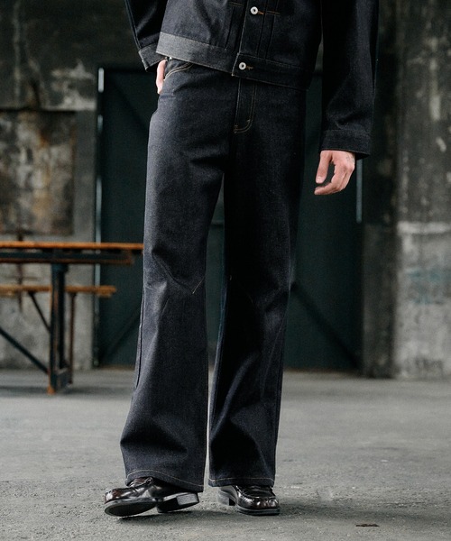 黒 リジットデニム Regen Glanz ジーンズ structure rigid denim pants / ストラクチャー