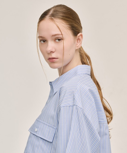 WETTEMPT シャツ 半袖 DOUBLE POCKET STRIPE S/S SHIRT / ダブル