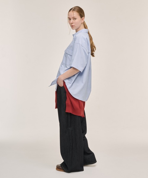 WETTEMPT シャツ DOUBLE POCKET STRIPE S/S SHIRT / ダブルポケット