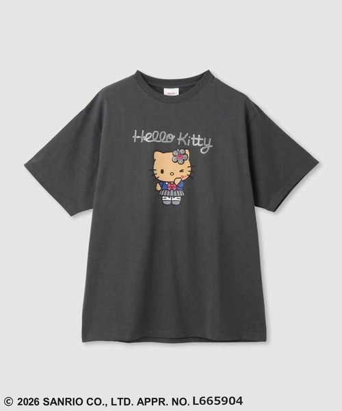 tシャツ Sanrio 日焼けキャラクタープリント ラインストーンBIGTシャツ