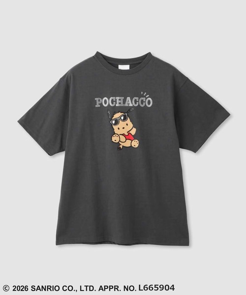 sanrio（サンリオ） tシャツ 半袖 日焼けキャラクタープリント ライン