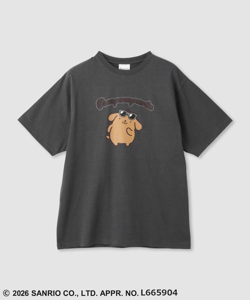 sanrio（サンリオ） tシャツ 半袖 日焼けキャラクタープリント ライン