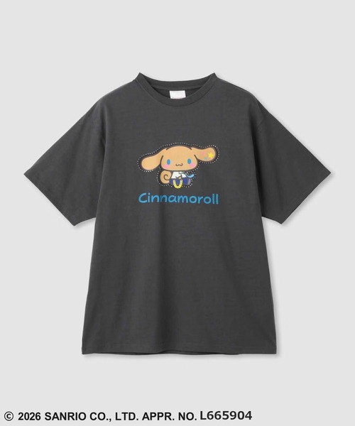 sanrio（サンリオ） tシャツ 半袖 日焼けキャラクタープリント ライン