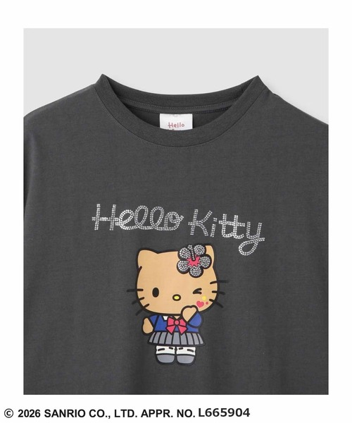 sanrio（サンリオ） tシャツ 半袖 日焼けキャラクタープリント ライン