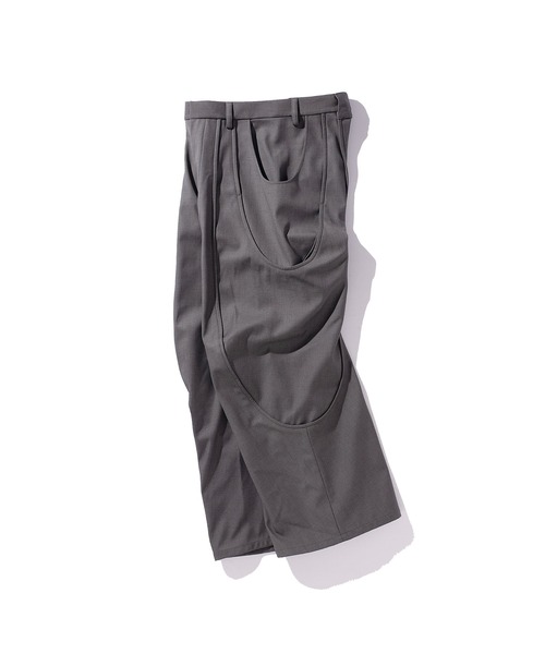 GOAT ESSENCE ワイドスラックス グレー size3 GOAT ESSENCE ワイドパンツ スラックス TUCK CURVE WIDE PANTS メンズ