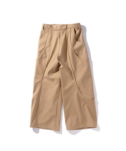 goat essence 変形スラックス GOAT ESSENCE スラックス TUCK CURVE WIDE PANTS メンズ : ZOZOTOWN