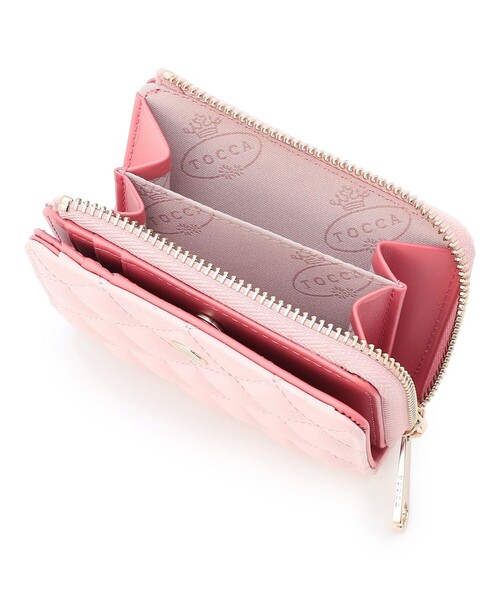 TOCCA ピンク キルティング 二つ折り財布 TOCCA（トッカ） 二つ折り 二つ折り財布 財布 TRACE PAVE BIFOLD