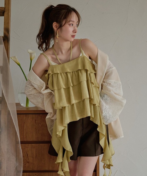 mideal（マイディール） キャミソール asymmetry frill cami tops