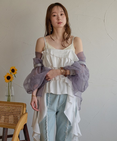 mideal（マイディール） キャミソール asymmetry frill cami tops