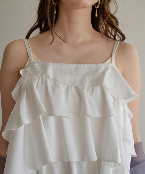 mideal（マイディール） キャミソール asymmetry frill cami tops 