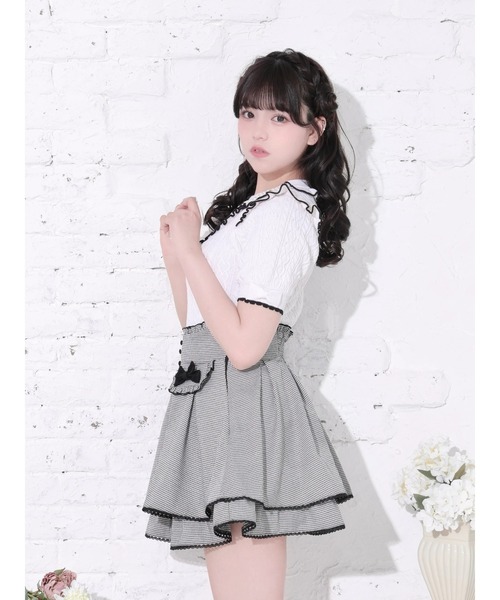 NOEMIE（ノエミー） tシャツ 半袖 ケーブル編みフリルリボンニット