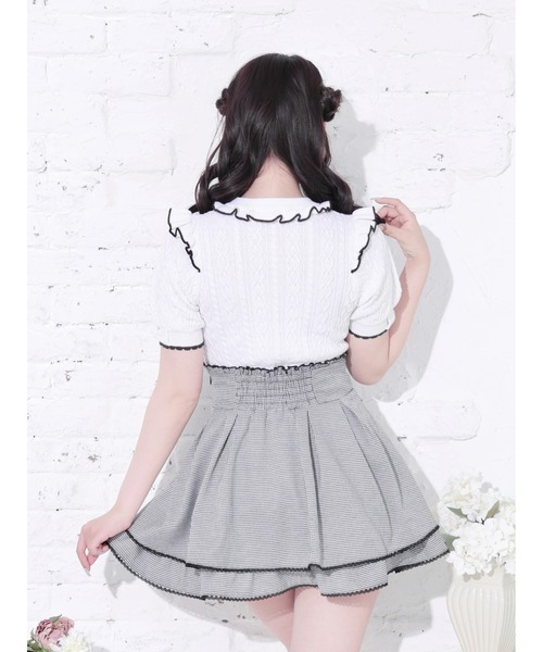 NOEMIE（ノエミー） tシャツ 半袖 ケーブル編みフリルリボンニット