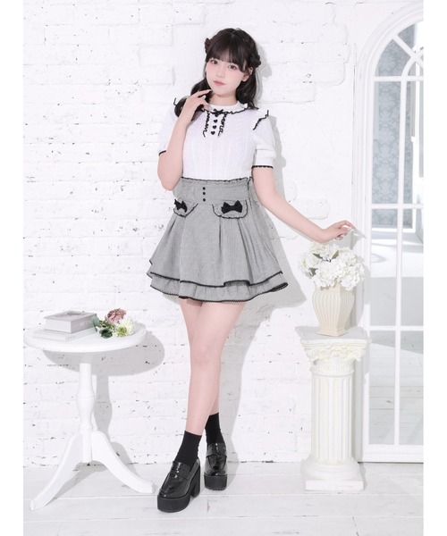 NOEMIE（ノエミー） tシャツ 半袖 ケーブル編みフリルリボンニット