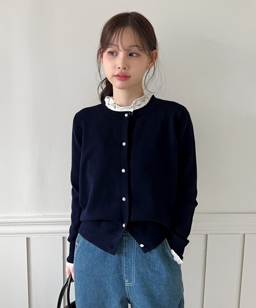 「by muni:r」 ニットカーディガン FREE ネイビー レディース_画像5