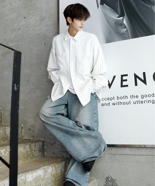 「neos」 長袖シャツ LARGE ネイビー メンズ_画像3