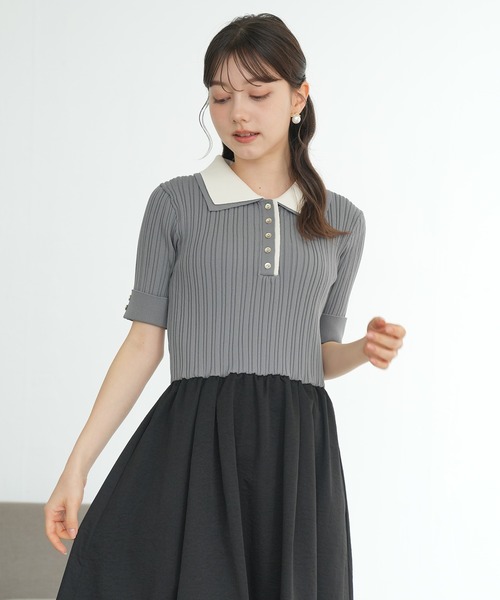 「ASTORIA ODIER」 ドッキングワンピース MEDIUM ライトグレー レディース_画像9
