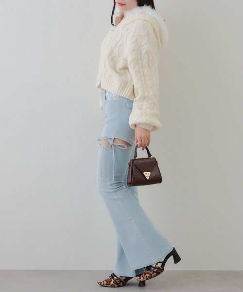 「continuer de NICE CLAUP」 ブーツカットデニムパンツ SMALL ブルー レディース_画像5