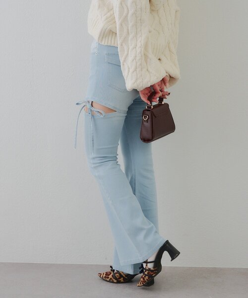 「continuer de NICE CLAUP」 ブーツカットデニムパンツ SMALL ブルー レディース_画像6