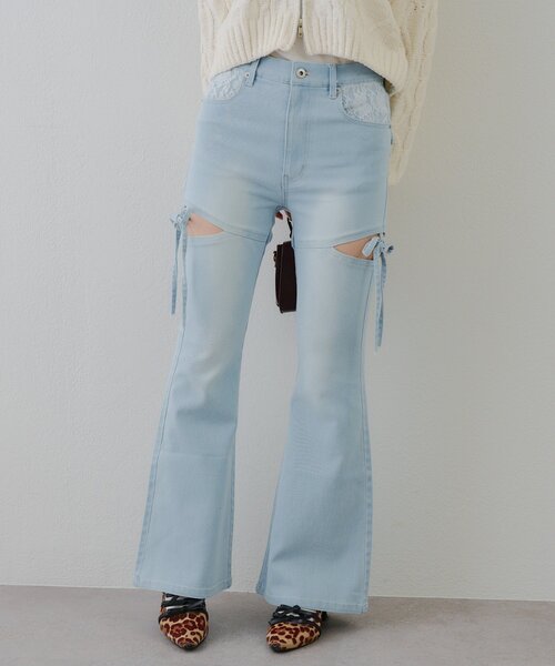 「continuer de NICE CLAUP」 ブーツカットデニムパンツ SMALL ブルー レディース_画像9