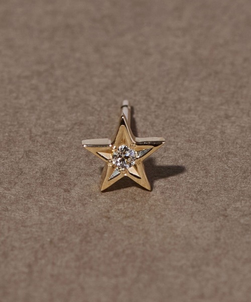 JUPITER ピアス 入学式 「K10」ダイヤモンドスターピアス /片耳/金属