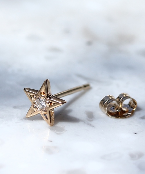 JUPITER ピアス 入学式 「K10」ダイヤモンドスターピアス /片耳/金属