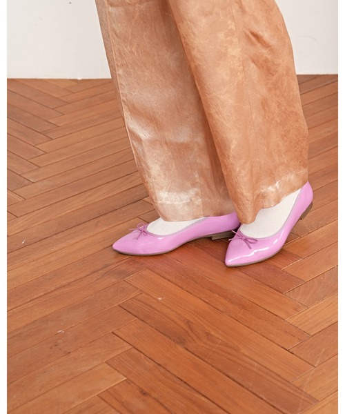 バレエシューズ パンプス ポインテッドトゥ フラット エナメル