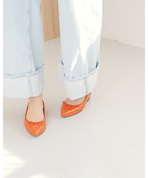 バレエシューズ パンプス ポインテッドトゥ フラット エナメルシリーズ