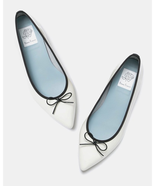 バレエシューズ パンプス ポインテッドトゥ フラット バレエシューズ エナメルシリーズの画像