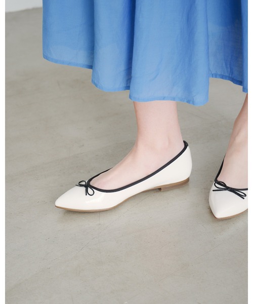 バレエシューズ パンプス ポインテッドトゥ フラット エナメル