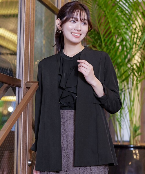 たろー　レディース　BLK M Triacetate Polyester Tunic 6S