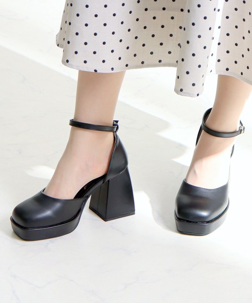 LOVEHUNTER パンプス 厚底 チャンキーヒールセパレートパンプス