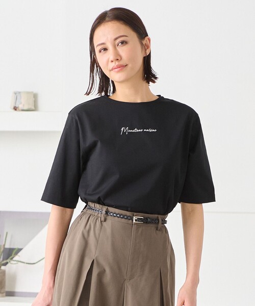 tシャツ 「XSサイズ~/洗える」Marine半袖 ロゴTシャツ レディース
