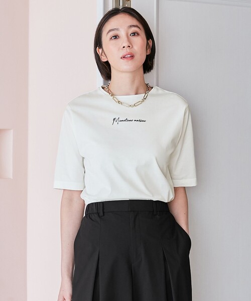 tシャツ 「XSサイズ~/洗える」Marine半袖 ロゴTシャツ レディース 自由区 tシャツ 「XSサイズ~/洗える」Marine半袖 ロゴTシャツ