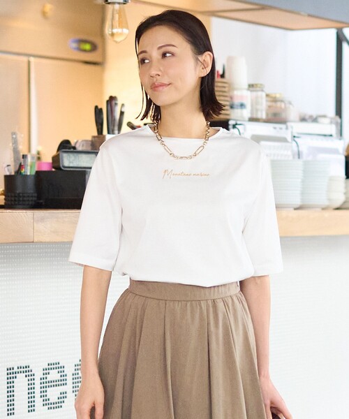 自由区 tシャツ 「XSサイズ~/洗える」Marine半袖 ロゴTシャツ