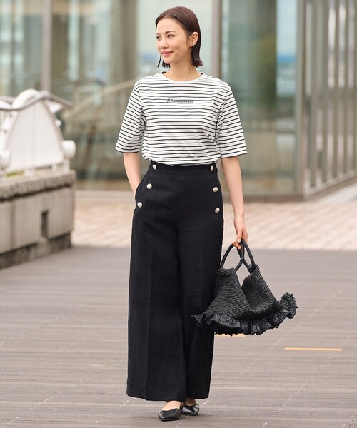 tシャツ 「洗える」Marine半袖 ロゴTシャツ レディース 自由区 tシャツ 「XSサイズ~/洗える」Marine半袖 ロゴTシャツ