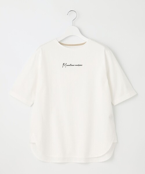 tシャツ 「洗える」Marine半袖 ロゴTシャツ レディース 自由区 tシャツ 「XSサイズ~/洗える」Marine半袖 ロゴTシャツ