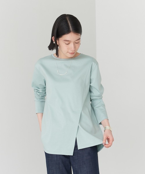 tシャツ 「手洗い可」アシンメトリースリットプルオーバー レディース