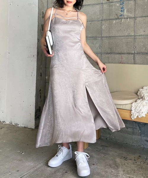 SPIRALGIRL ワンピース ヴィンテージサテンストラップマキシ
