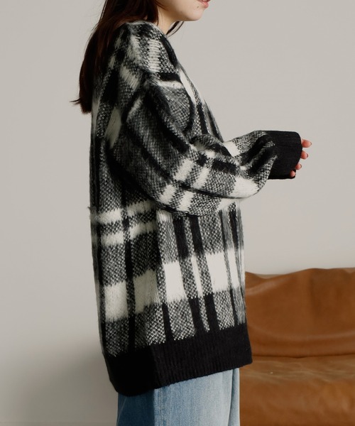 RANAN（ラナン） ニット セーター チェック柄ふんわり起毛ニット
