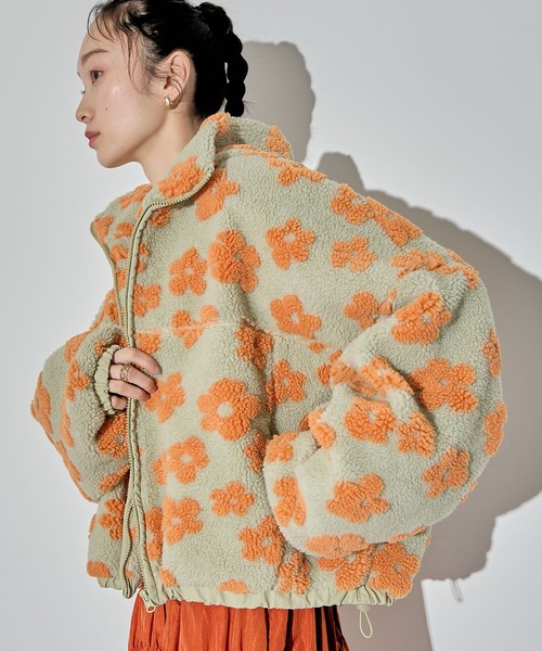 ブルゾン アウター フラワーボアブルゾン「ELLEgirl/エル ガール