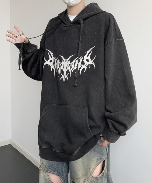 フォト プリント パーカーワンピース バタフライ パーカー 「FVLMEN」butterfly back print pullover parka