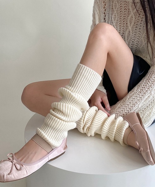 レッグウォーマー Nia(ニア)/シンプル ウールライクレッグウォーマー