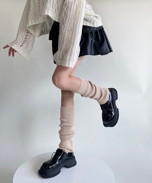 レッグウォーマー Nia(ニア)/シンプル ウールライクレッグウォーマー